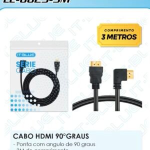 Cabo hdmi 3metros 90graus