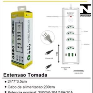 extensão tomada com USB e tipoc bom 8707