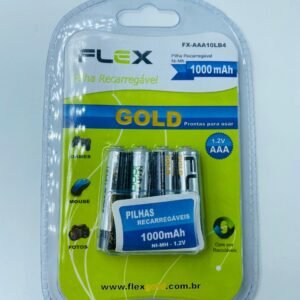Pilha Recarregavel Flex 1000mah AAA 04 Pilhas
