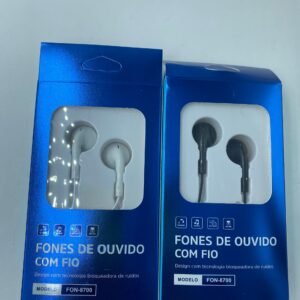 Fone INOVA Com Microfone Com Fio Preto Branco   8701