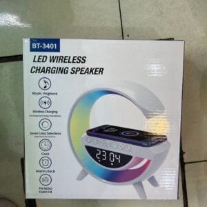 Rádio Som com relogio com carregador indução BT3401 F946 Formato “G”