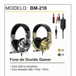 fone de gamer camuflada